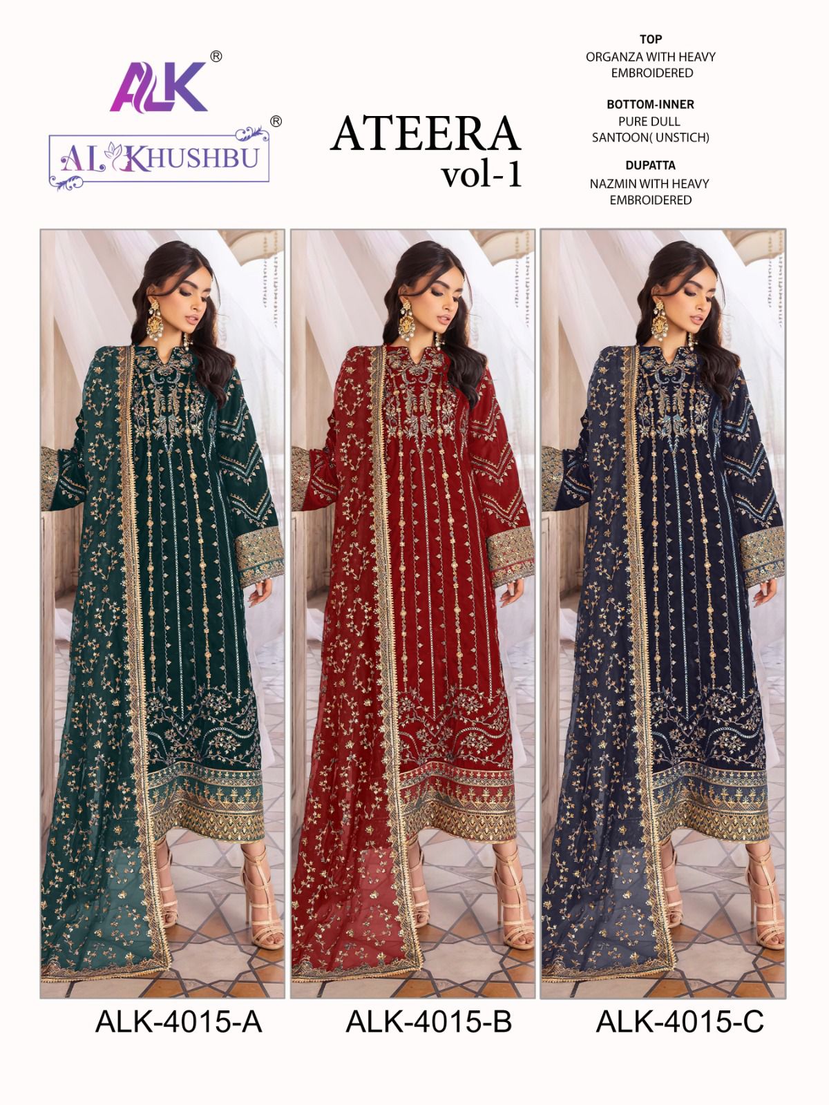 Alk Khushbu Ateera Vol 1 Wholesale Pakistani Salwar Suit Catalog